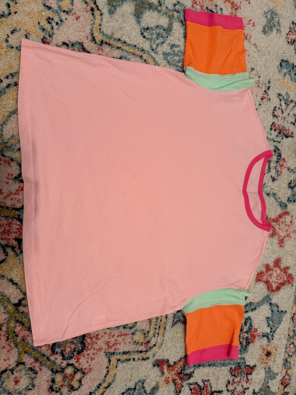 Pink Colorblock Short Sleeve Tee